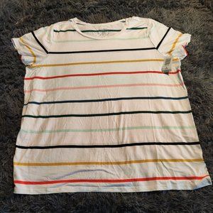 PERFECT TEE - SUPER SOFT MULTI STRIPE WHITE